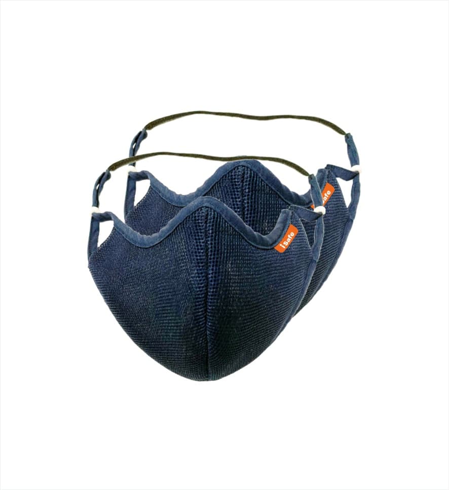 Isafe 100% Cotton 7 Layers Face Mask With Anti-Dust, Washable, Breathable, And Reusable Mask For Men And Women (pack Of 2) Blue